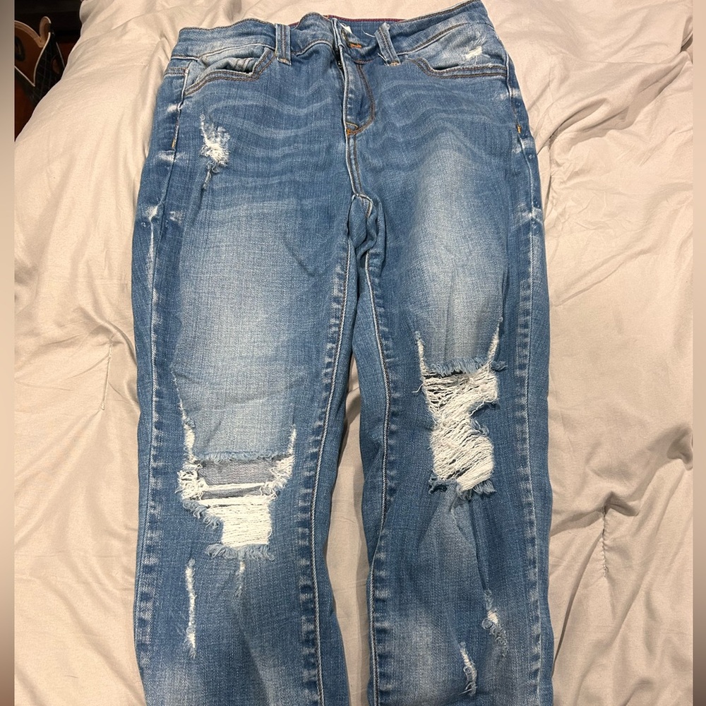 Cello Light Blue Ripped Boyfriend Jeans